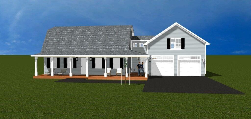 Gambrel-Style Home Expansion with Farmer’s Porch and Two-Car Garage in Blackstone, Massachusetts 1 Beauchemin Designs - Blackstone, MA Featured Design Project