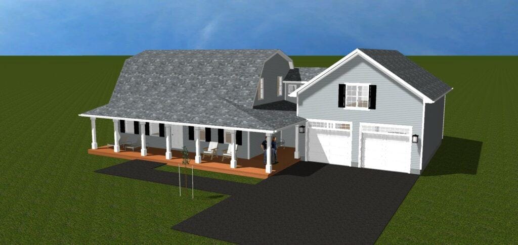 Gambrel-Style Home Expansion with Farmer’s Porch and Two-Car Garage in Blackstone, Massachusetts 1 Beauchemin Designs - Blackstone, MA Featured Design Project