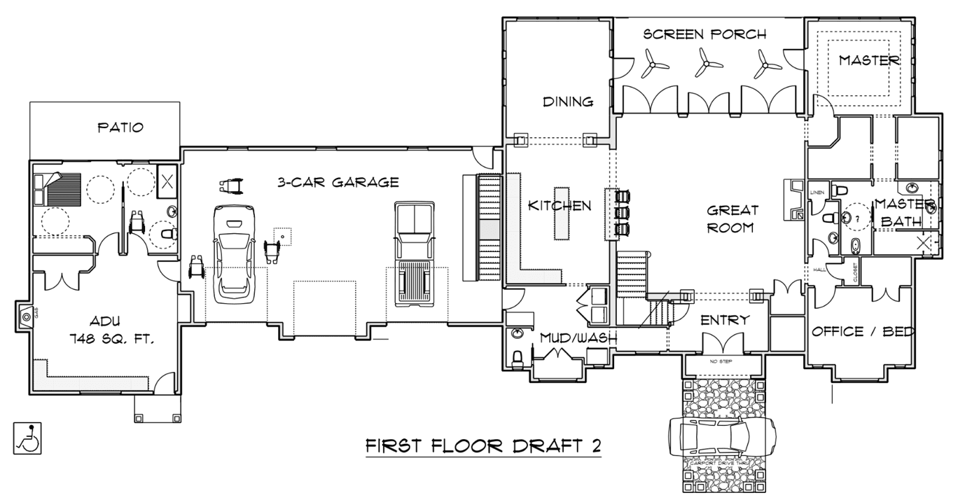 Beauchemin Designs - Blueprint Drawing of Urban Home with Accessory Dwelling Unit Attachment Beauchemin Designs - Blueprint Drawing of Urban Home with Accessory Dwelling Unit Attachment